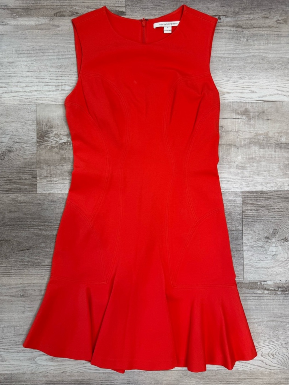 Diane Von Furstenberg Hot Coral Jaelyn Sleeveless Mini Dress Women’s Size 10